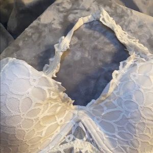 Lacy back fastened halter push up PINK sz M